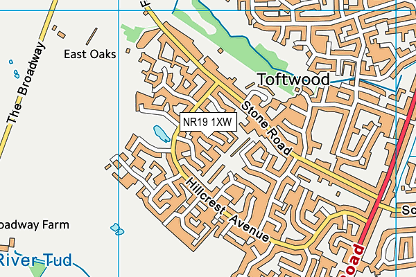 NR19 1XW map - OS VectorMap District (Ordnance Survey)