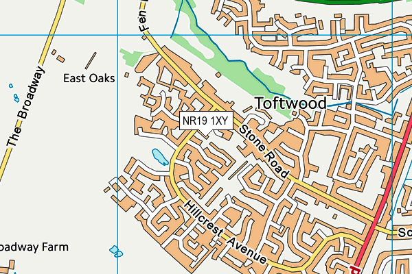 NR19 1XY map - OS VectorMap District (Ordnance Survey)