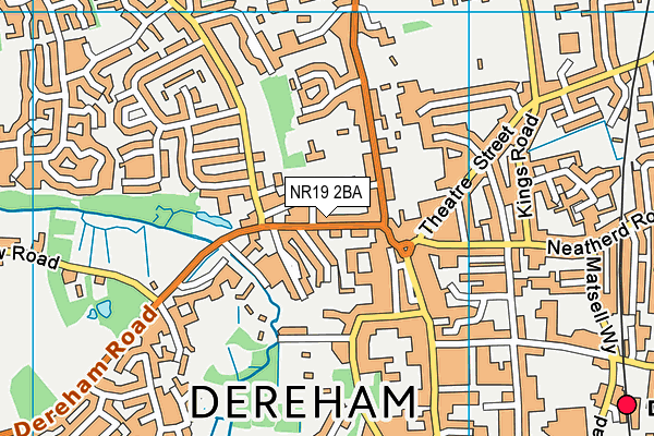 NR19 2BA map - OS VectorMap District (Ordnance Survey)