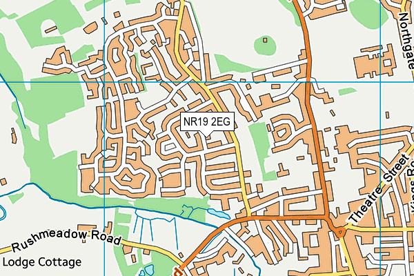 NR19 2EG map - OS VectorMap District (Ordnance Survey)