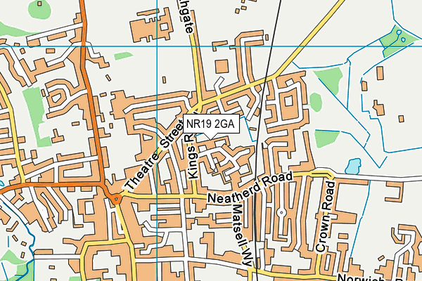 NR19 2GA map - OS VectorMap District (Ordnance Survey)