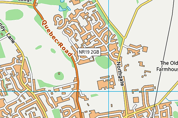 NR19 2GB map - OS VectorMap District (Ordnance Survey)