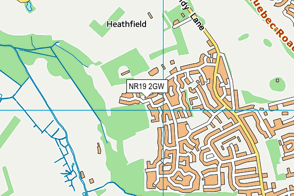 NR19 2GW map - OS VectorMap District (Ordnance Survey)