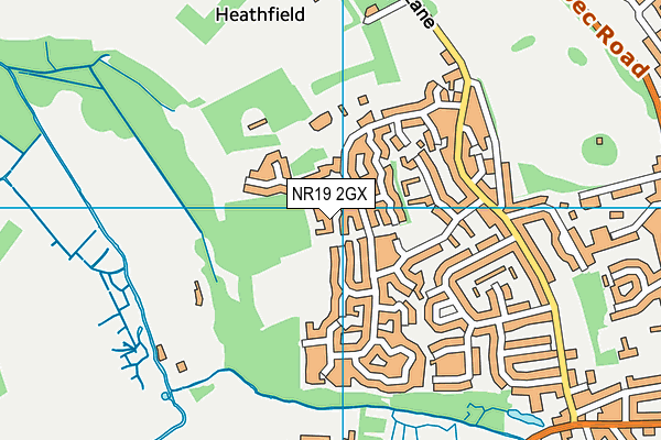 NR19 2GX map - OS VectorMap District (Ordnance Survey)