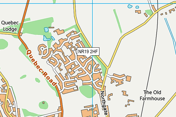 NR19 2HF map - OS VectorMap District (Ordnance Survey)