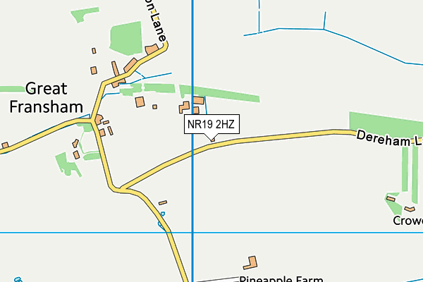 NR19 2HZ map - OS VectorMap District (Ordnance Survey)