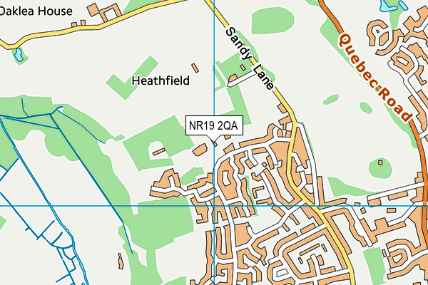 NR19 2QA map - OS VectorMap District (Ordnance Survey)