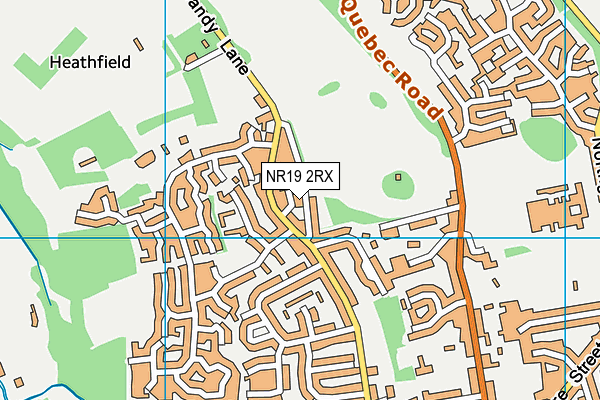 NR19 2RX map - OS VectorMap District (Ordnance Survey)