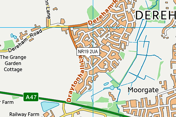 NR19 2UA map - OS VectorMap District (Ordnance Survey)