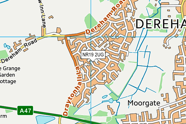 NR19 2UG map - OS VectorMap District (Ordnance Survey)