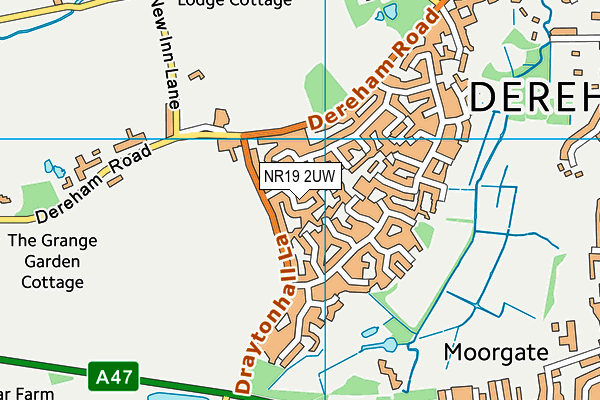 NR19 2UW map - OS VectorMap District (Ordnance Survey)