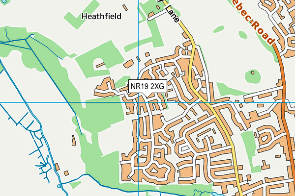 NR19 2XG map - OS VectorMap District (Ordnance Survey)
