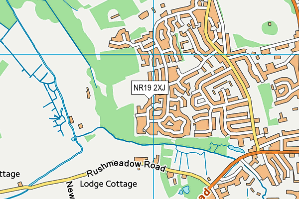 NR19 2XJ map - OS VectorMap District (Ordnance Survey)