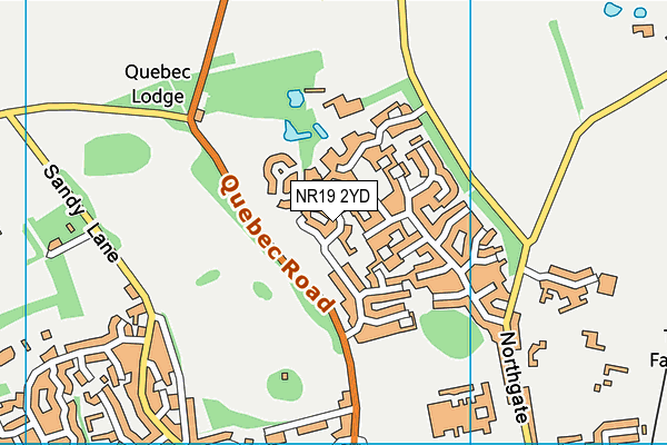 NR19 2YD map - OS VectorMap District (Ordnance Survey)