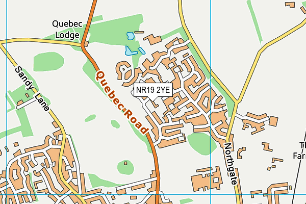 NR19 2YE map - OS VectorMap District (Ordnance Survey)