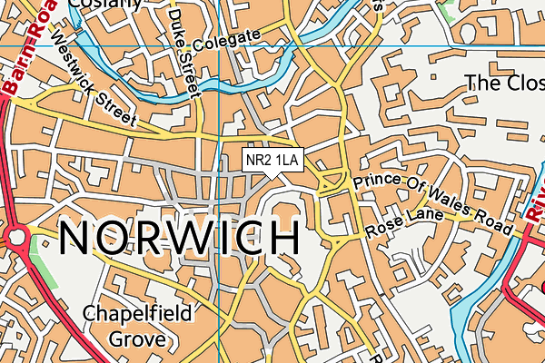 NR2 1LA map - OS VectorMap District (Ordnance Survey)