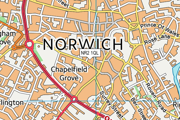 Norwich Church Of Englands Young Mens Society Squash Club (Closed) map (NR2 1QL) - OS VectorMap District (Ordnance Survey)
