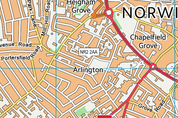 NR2 2AA map - OS VectorMap District (Ordnance Survey)