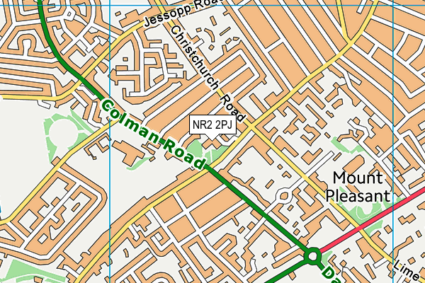 NR2 2PJ map - OS VectorMap District (Ordnance Survey)