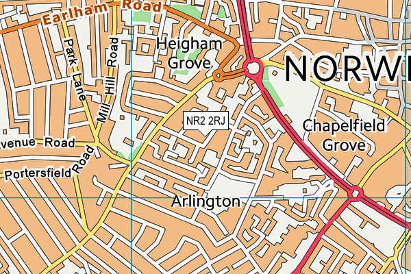 NR2 2RJ map - OS VectorMap District (Ordnance Survey)