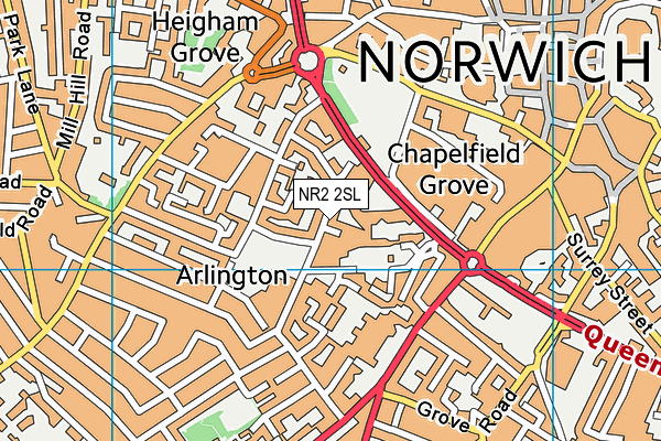 NR2 2SL map - OS VectorMap District (Ordnance Survey)