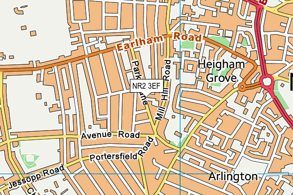 NR2 3EF map - OS VectorMap District (Ordnance Survey)