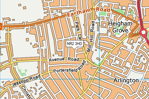 NR2 3HD map - OS VectorMap District (Ordnance Survey)