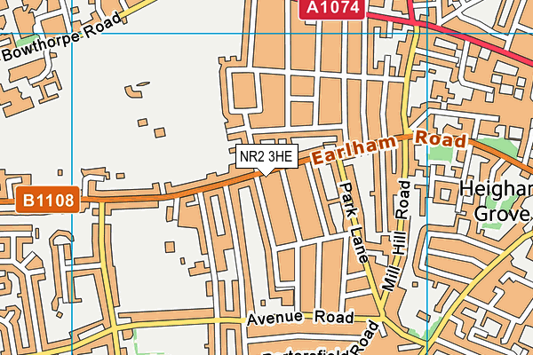 NR2 3HE map - OS VectorMap District (Ordnance Survey)