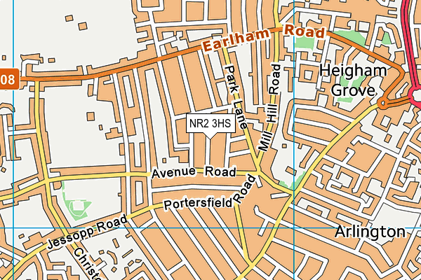 NR2 3HS map - OS VectorMap District (Ordnance Survey)