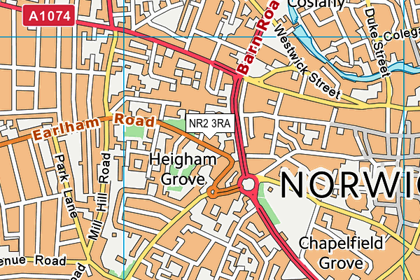 NR2 3RA map - OS VectorMap District (Ordnance Survey)