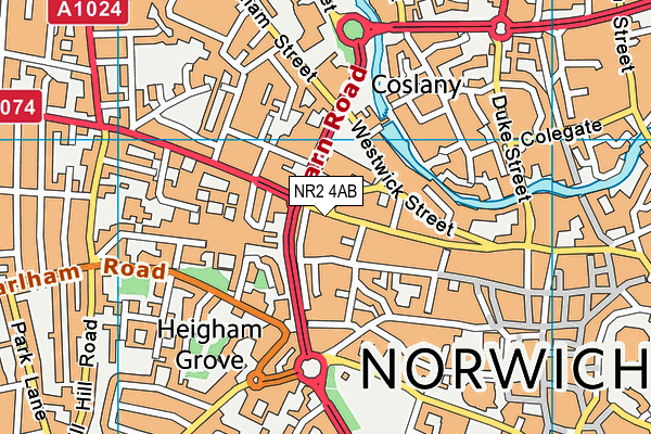 NR2 4AB map - OS VectorMap District (Ordnance Survey)