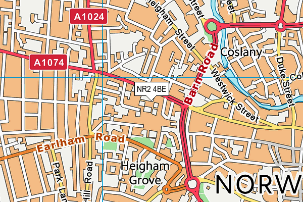 NR2 4BE map - OS VectorMap District (Ordnance Survey)