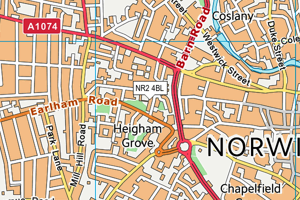 NR2 4BL map - OS VectorMap District (Ordnance Survey)