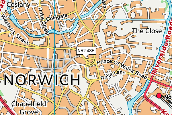 NR2 4SF map - OS VectorMap District (Ordnance Survey)