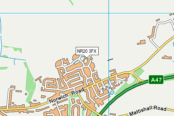 NR20 3FX map - OS VectorMap District (Ordnance Survey)