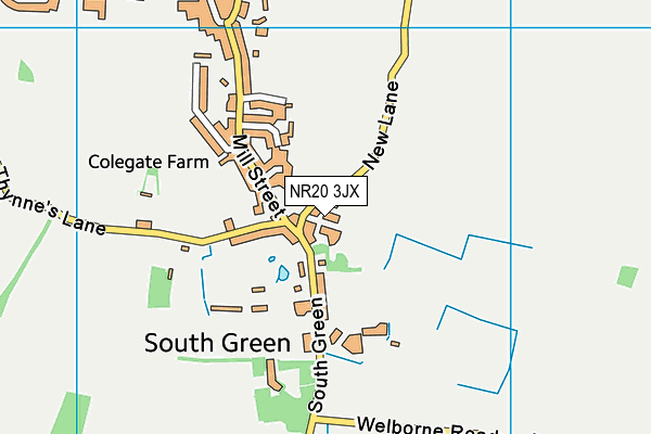 NR20 3JX map - OS VectorMap District (Ordnance Survey)