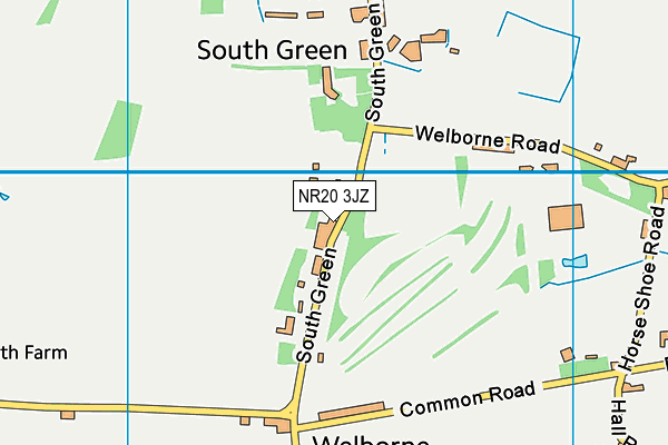 Mattishall Golf Club map (NR20 3JZ) - OS VectorMap District (Ordnance Survey)