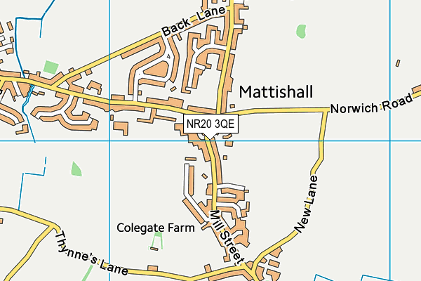 NR20 3QE map - OS VectorMap District (Ordnance Survey)