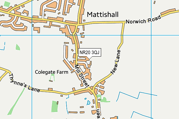 NR20 3QJ map - OS VectorMap District (Ordnance Survey)