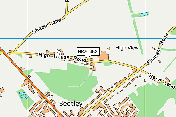 Beetley And East Bilney Village Hall Playing Field map (NR20 4BX) - OS VectorMap District (Ordnance Survey)
