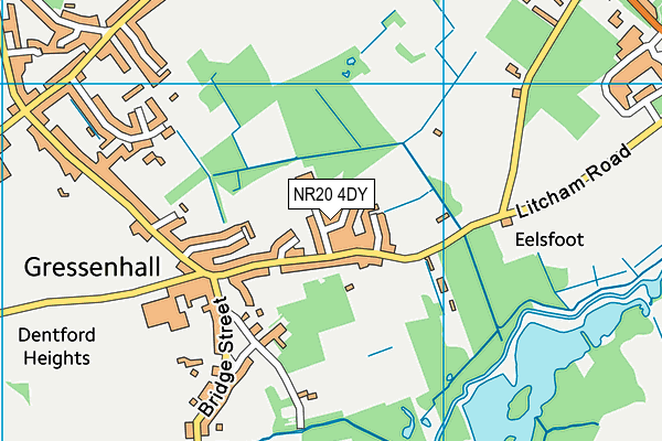Gressenhall Playing Field map (NR20 4DY) - OS VectorMap District (Ordnance Survey)