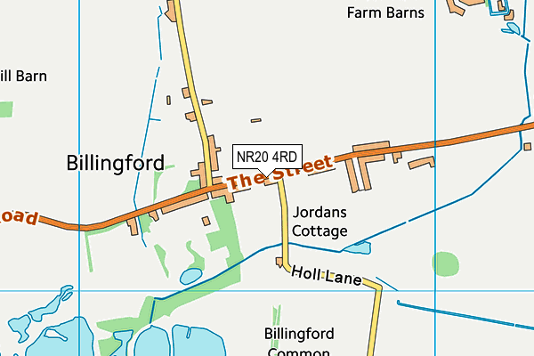 Billingford Playing Fields map (NR20 4RD) - OS VectorMap District (Ordnance Survey)