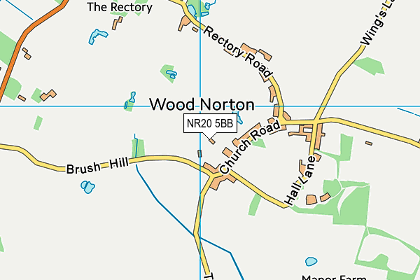 Wood Norton Village Hall map (NR20 5BB) - OS VectorMap District (Ordnance Survey)