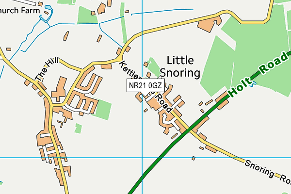 Little Snoring Playing Fields map (NR21 0GZ) - OS VectorMap District (Ordnance Survey)
