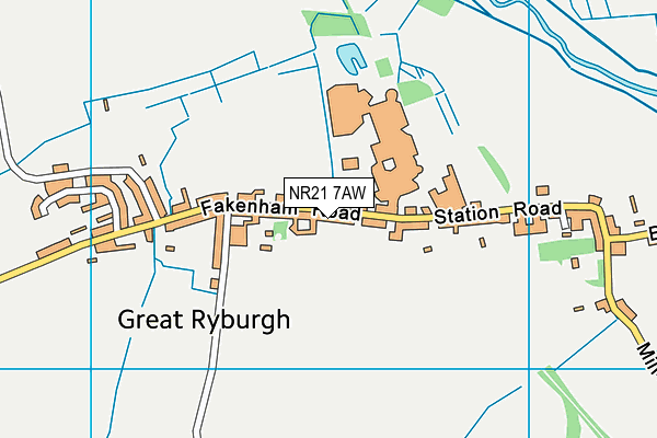 Great Ryburgh Playing Field map (NR21 7AW) - OS VectorMap District (Ordnance Survey)