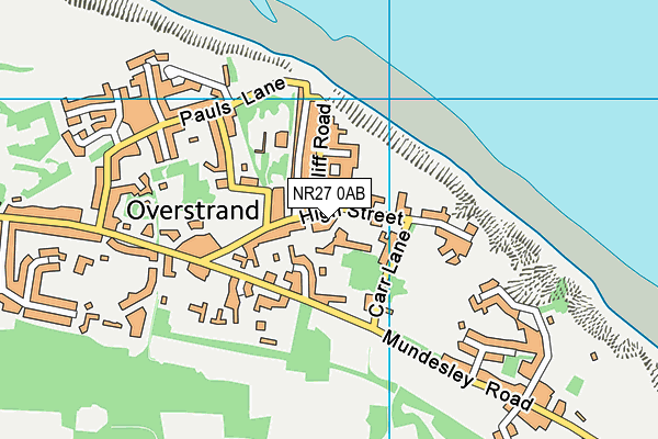 Overstrand Sports Club map (NR27 0AB) - OS VectorMap District (Ordnance Survey)