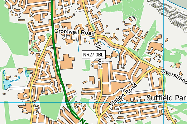 NR27 0BL map - OS VectorMap District (Ordnance Survey)