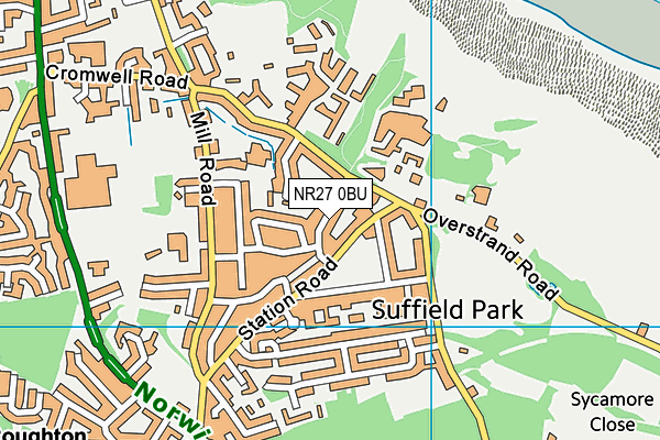 NR27 0BU map - OS VectorMap District (Ordnance Survey)