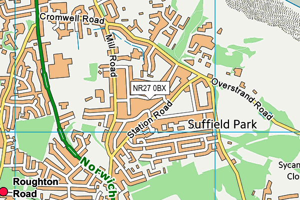 NR27 0BX map - OS VectorMap District (Ordnance Survey)