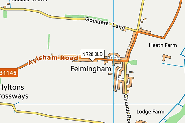 Felmingham Playing Fields map (NR28 0LD) - OS VectorMap District (Ordnance Survey)